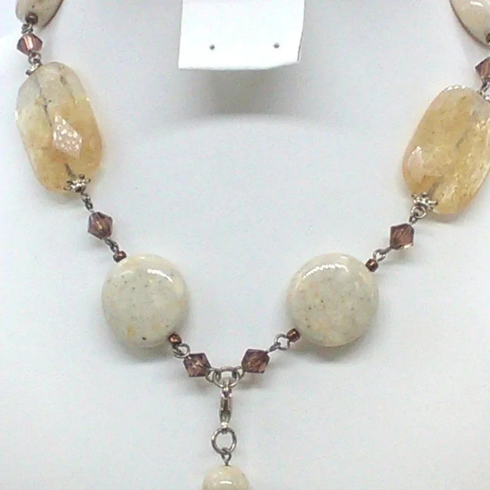 PREMIER DESIGNS Necklace SAND DUNE Pendant Neutral Quartz Stone Removable Pendan